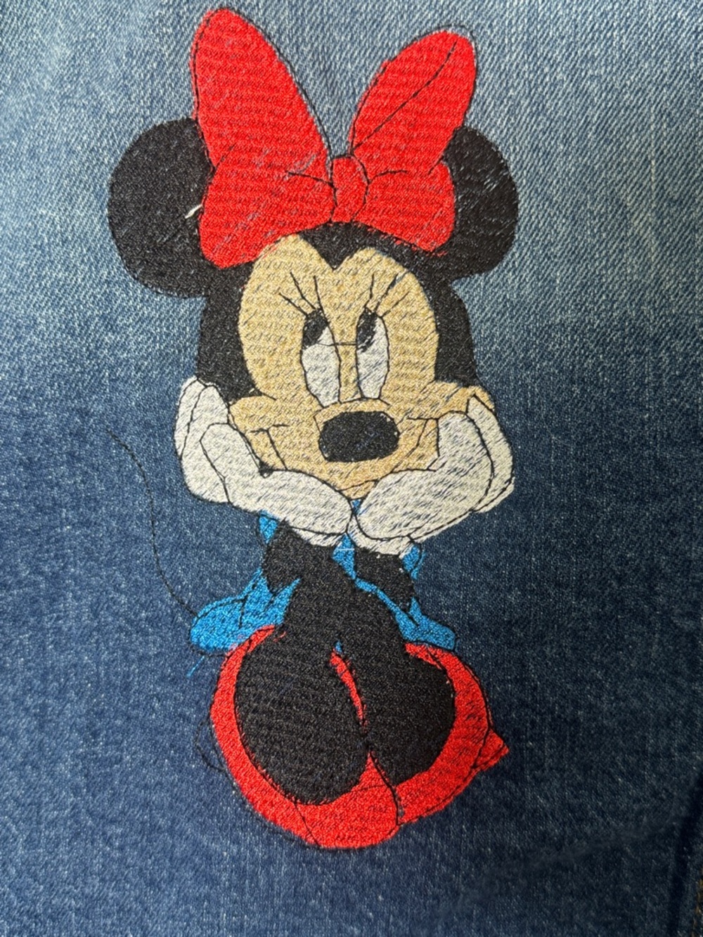 Disney Minnie Mouse Denim Jacket Loft Custom Embroidered Y2K Parks Outfit Small - Picture 4 of 5